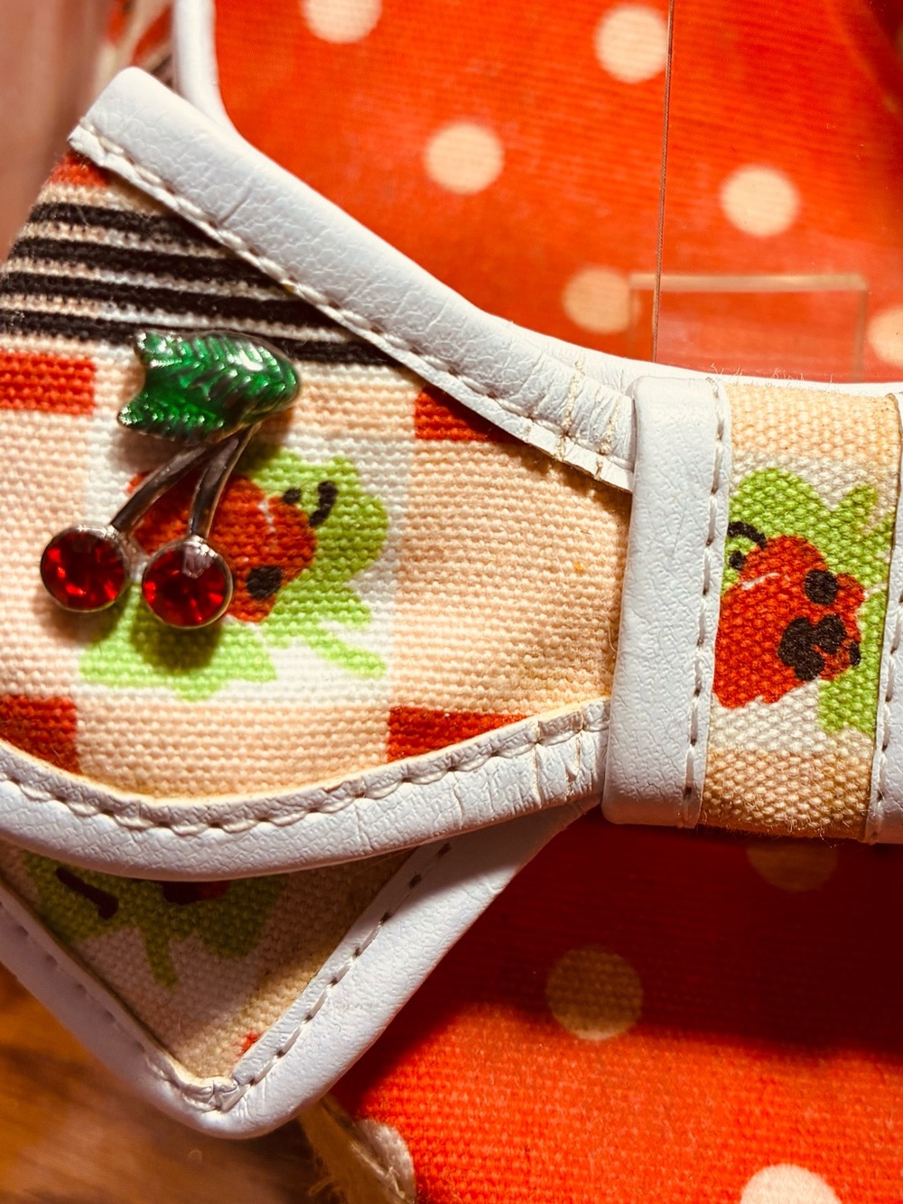 Y2K Vintage Betseyville Cherry Print Bow Slingback Espadrille Wedges Size 8.5 - Picture 12 of 13